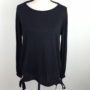 Zara black knit lightweight oversized tie sleeve sweater size small